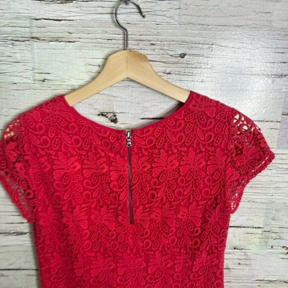 Club Monaco Red Sheath Midi Dress lace size 00 - Picture 5 of 7